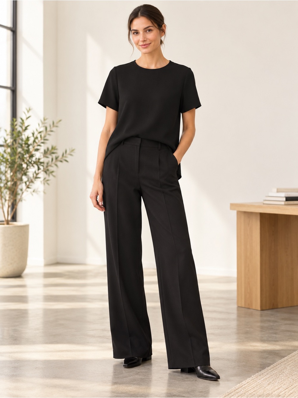 Madewell Tailored Tee Crepe Blouse SZ Small Minimalist Chic